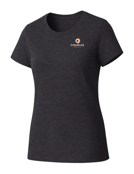 Womens Seriously Soft Heathered Charcoal T-Shirt w/Compass Logo