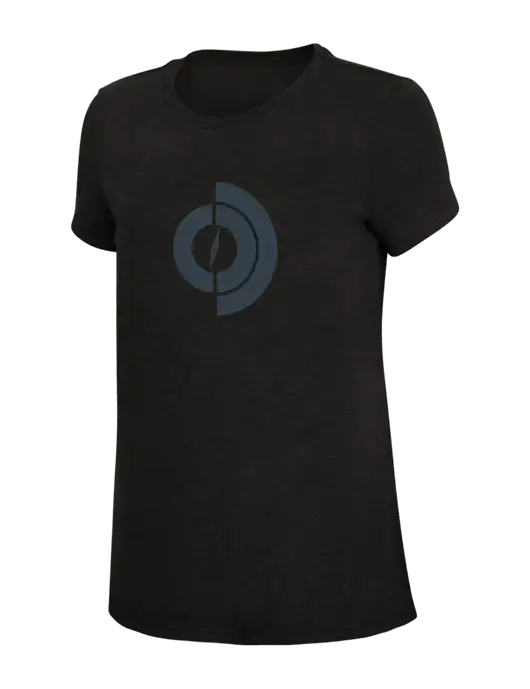 Womens Simply Soft Black 4.5oz Poly/Combed Ring Spun Cotton T-Shirt w/Compass Logo