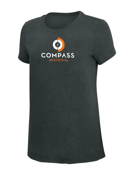 Womens Simply Soft Black Frost 4.5oz Poly/Combed Ring Spun Cotton T-Shirt w/Compass Logo