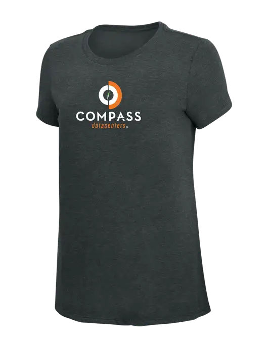 Womens Simply Soft Black Frost 4.5oz Poly/Combed Ring Spun Cotton T-Shirt w/Compass Logo
