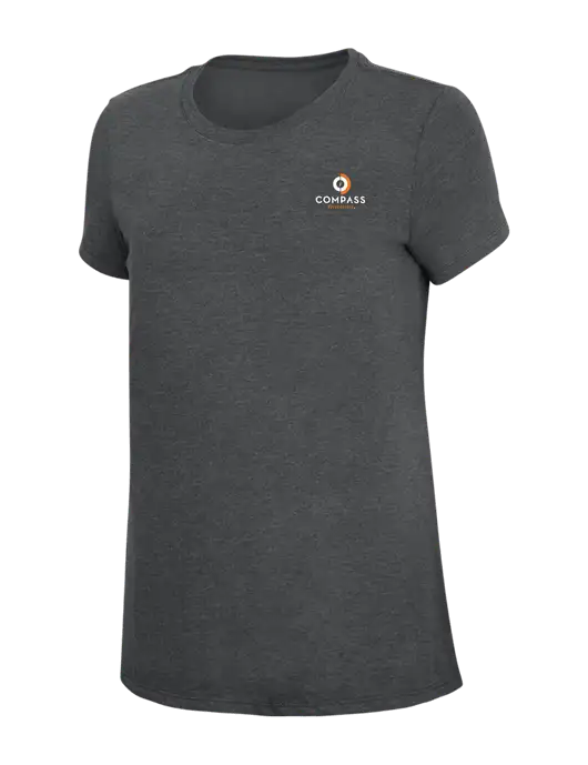 Womens Simply Soft Charcoal 4.5oz Poly/Combed Ring Spun Cotton T-Shirt w/Compass Logo