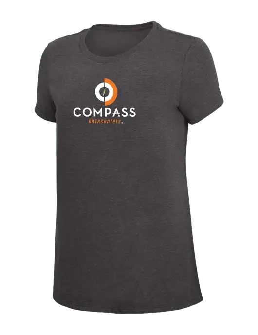 Womens Simply Soft Heather Charcoal 4.5oz  Poly/Combed Ring Spun Cotton T-Shirt w/Compass Logo