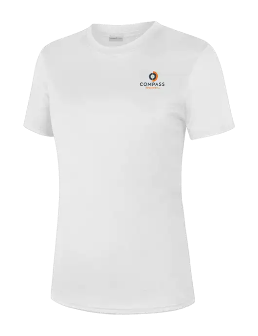  Womens White PosiCharge Competitor Tee w/Compass Logo