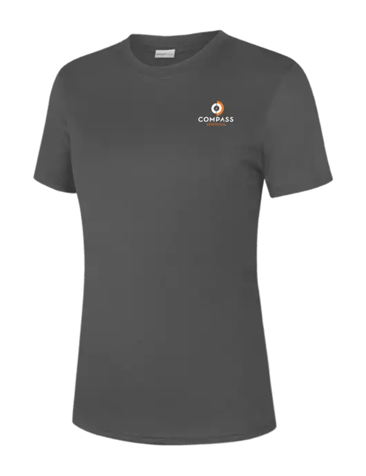  Womens Dark Grey PosiCharge Competitor Tee w/Compass Logo