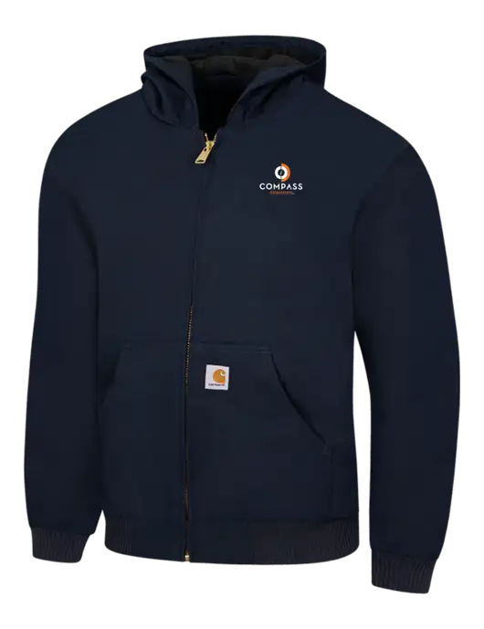 Carhartt Navy Quilted-Flannel-Lined Duck Active Jacket w/Compass Logo