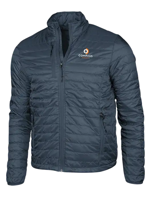 Navy Puffy Packable Jacket w/Compass Logo