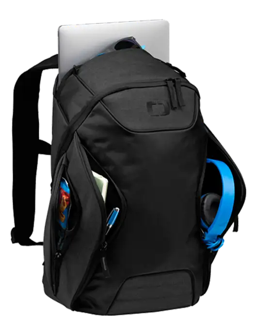OGIO Black/Heather Grey Hatch Laptop Backpack
 w/Compass Logo